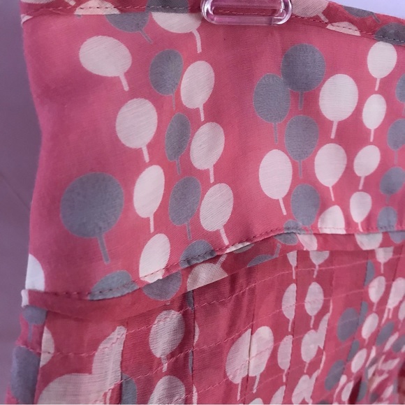 Fossil Silk Cotton Pleated Polka Dot Print A-Line Skirt Pink-Coral Size 4 - Picture 3 of 8